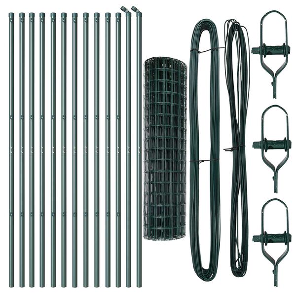vidaXL Zaun mit Pfosten Gr&uuml;n 1,2 x 25 m Stahl und PVC