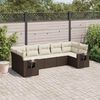vidaXL 7-tlg. Garten-Sofagarnitur mit Kissen Braun Poly Rattan