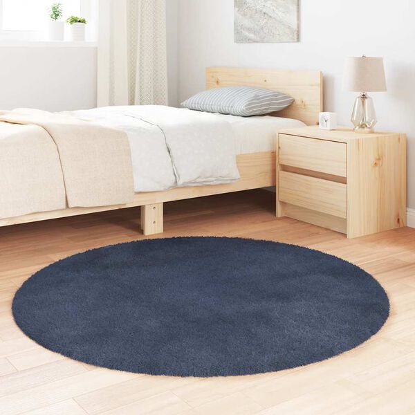 vidaXL Teppich Shaggy Hochflor NAVARRA Marineblau 120x120 cm Polyester