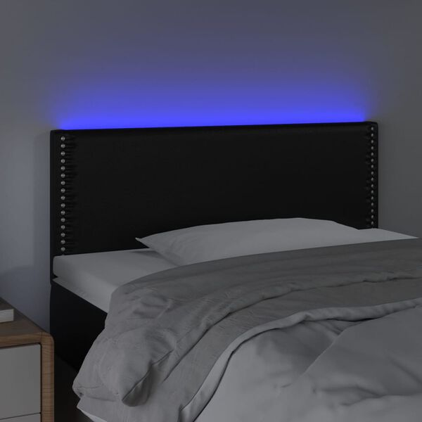 vidaXL LED Kopfteil Schwarz 90x5x78/88 cm Kunstleder