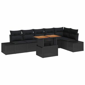 vidaXL Garten-Sofa-Set 7 stk. Schwarz Poly Rattan