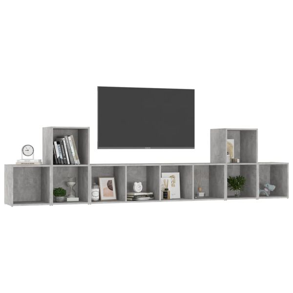 vidaXL 5-tlg. TV-Schrank-Set Betongrau Holzwerkstoff