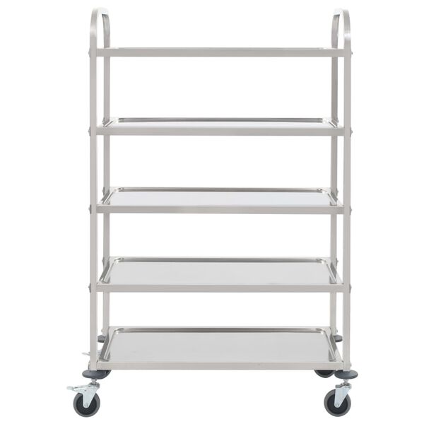 vidaXL 5-Stufiger Servierwagen 107 x 55 x 147 cm Edelstahl