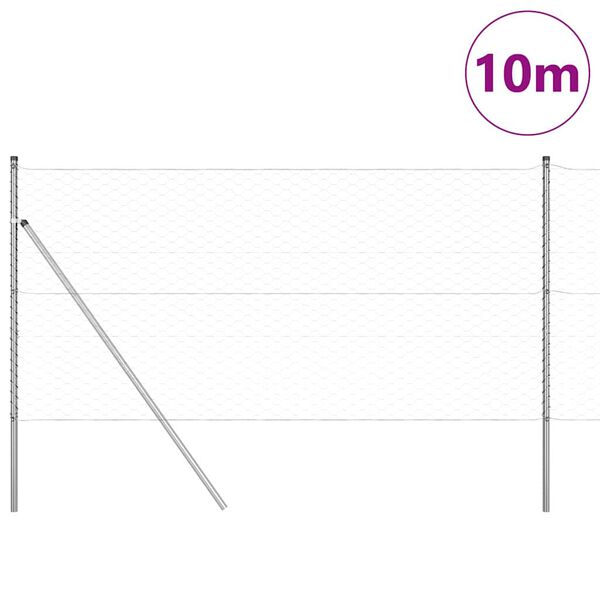 vidaXL Zaunpfosten Silber 10 x 1,2 m (50 mm Maschen) Stahl