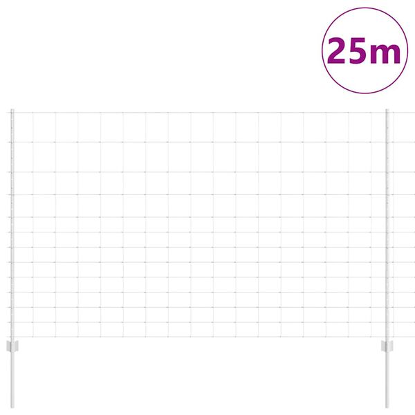 vidaXL Zaun mit Pfosten Silber 1,5 x 25 m Stahl