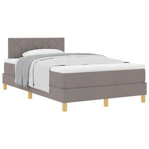 vidaXL Boxspringbett mit Kissen mit Kopfteil Taupe 120 x 200 cm Stoff