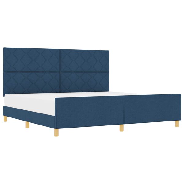 vidaXL Bettgestell mit Kopfteil Blau 200 x 200 cm Stoff