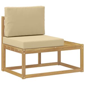 vidaXL Outdoor End Sofa Massivholz Akazie Wei&szlig; gewaschen und Beige