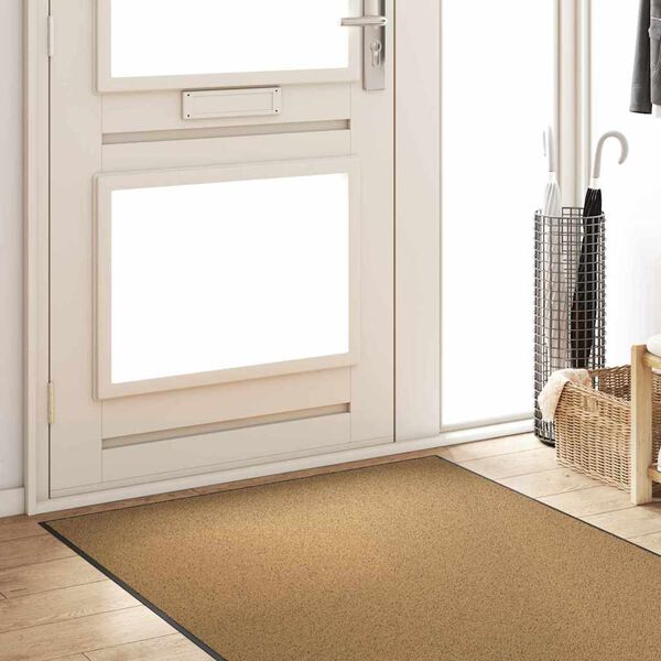 vidaXL Fu&szlig;matte Creme und Schwarz 120 x 300 cm Polyamid und PVC
