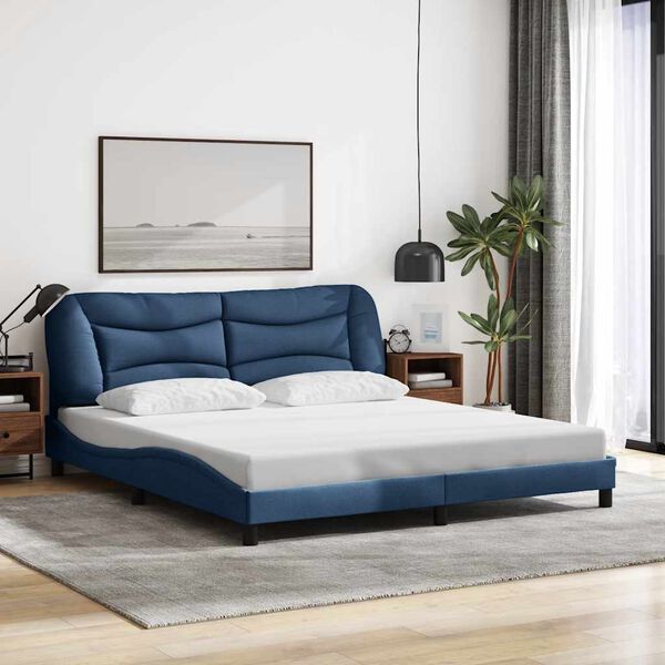 vidaXL Bettgestell ohne Matratze "Hvar" Blau 180x200 cm Stoff