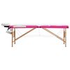 vidaXL Massageliege Klappbar 3-Zonen mit Holzgestell Wei&szlig; und Rosa