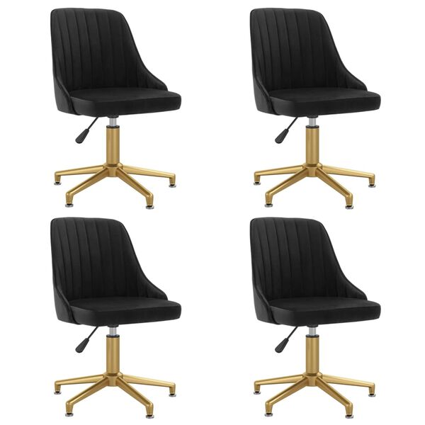 vidaXL Esszimmerst&uuml;hle 4 Stk. Drehbar Schwarz Samt
