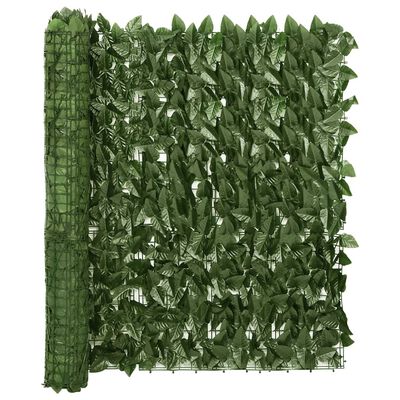 vidaXL Balkon-Sichtschutz mit Dunkelgrünen Blättern 600x100 cm