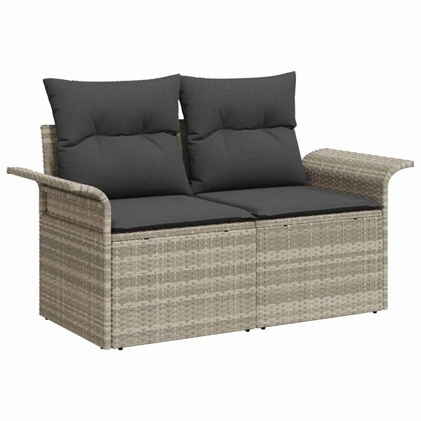 vidaXL Gartensofa-set mit Kissen 9 pcs Hellgrau Poly-Rattan