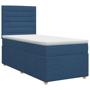 vidaXL Boxspringbett mit Matratze mit Kopfteil Blau 80 x 200 cm Stoff