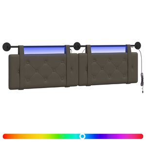 vidaXL H&auml;ngendes Kopfteil Mit LED Licht Grau Kunstleder