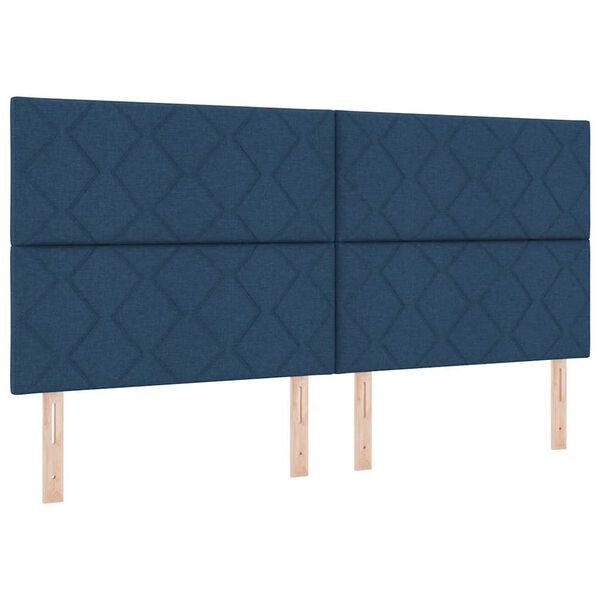 vidaXL Boxspringbett mit Matratze mit Kopfteil Blau 200 x 200 cm Stoff