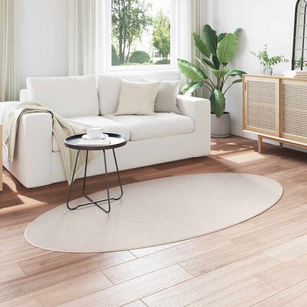 vidaXL Bereichsteppiche Oval HUARTE Sand 100 x 200 cm 100 %Polyester