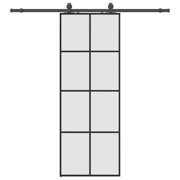 vidaXL Schiebet&uuml;r mit Beschlag Schwarz 76x205 cm ESG-Glas
