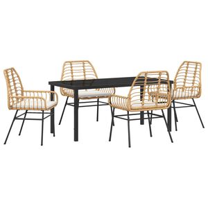 vidaXL Garten Essgruppe 5 pcs Braun Poly-Rattan