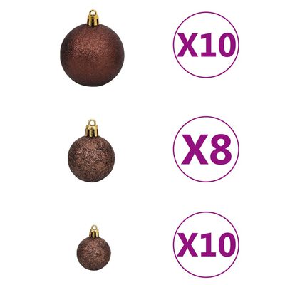 vidaXL Künstlicher Weihnachtsbaum mit Beleuchtung & Kugeln 210 cm