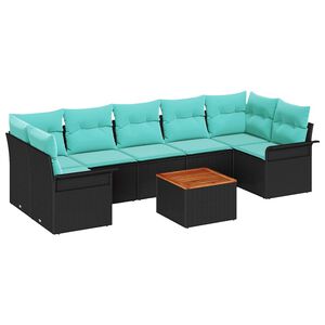 vidaXL Gartensofa-set 8 stk. 7-Sitzanzahl Schwarz und T&uuml;rkis