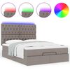 vidaXL Ottoman-Bett mit Matratze & LEDs Taupe 140x200 cm Stoff