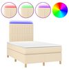 vidaXL Boxspringbett mit Matratze & LED Creme 120x200 cm Stoff