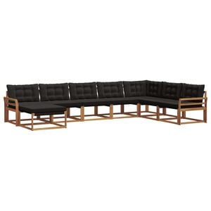 vidaXL Outdoor-Sofagarnitur 8 stk. Natur und Schwarz Massivholz Akazie