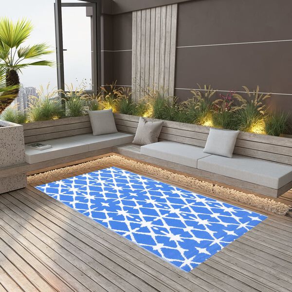 vidaXL Outdoor-Teppich ARAKIL Wei&szlig; und Blau 160x230 cm PP