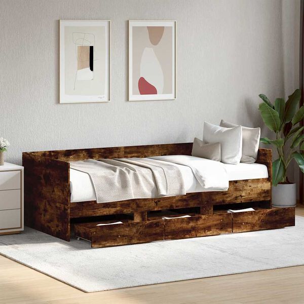 vidaXL Tagesbett mit Schubladen ohne Matratze R&auml;uchereiche 90x190 cm