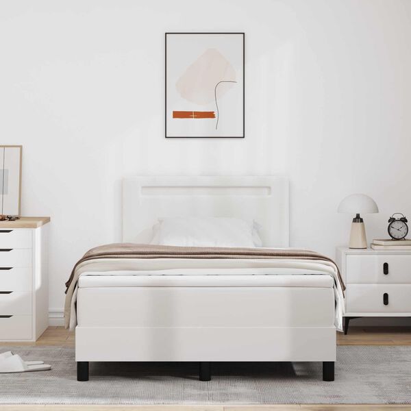 vidaXL Boxspringbett mit Matratze Wei&szlig; 120 x 190 cm Kunstleder
