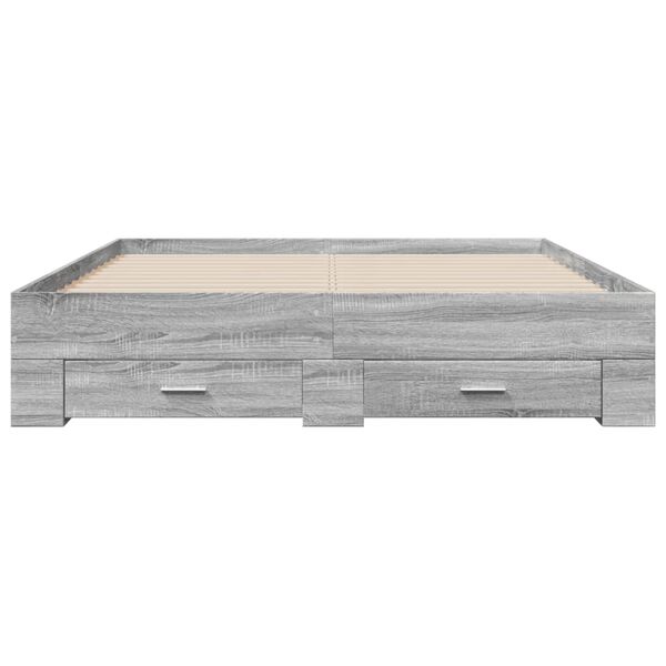 vidaXL Bettgestell mit Schubladen Grau Sonoma 140x200 cm Holzwerkstoff