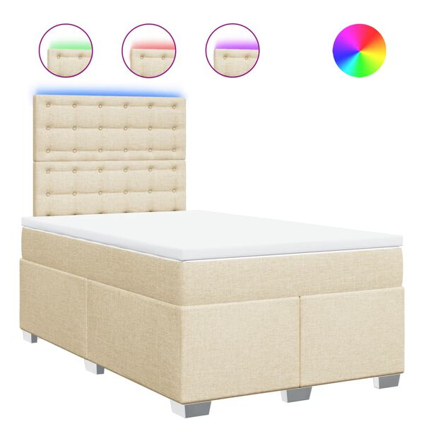 vidaXL Boxspringbett mit Matratze Creme 120x200 cm Stoff