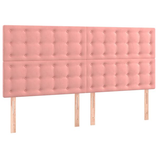 vidaXL LED Kopfteil Rosa 200x5x118/128 cm Samt