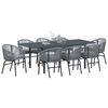 vidaXL Garten Essgruppe 9 pcs Grau Poly-Rattan