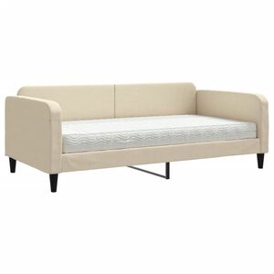 vidaXL Tagesbett mit Matratze Creme 100x200 cm Stoff