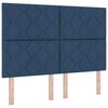 vidaXL Boxspringbett mit Matratze mit Kopfteil Blau 160 x 200 cm Stoff