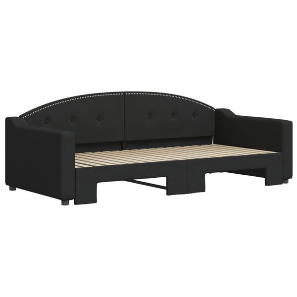 vidaXL Tagesbett Ausziehbar Schwarz 90x190 cm Stoff