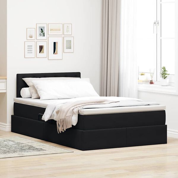 vidaXL Bett mit Stauraum und LED Schwarz 120 x 200 cm Samt