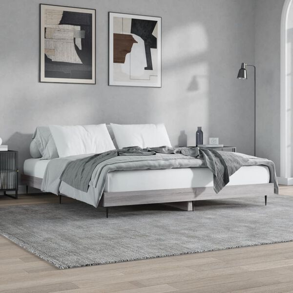 vidaXL Bettgestell ohne Matratze Grau Sonoma 180x200 cm Holzwerkstoff