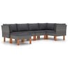 vidaXL 6-tlg. Garten-Lounge-Set mit Kissen Poly Rattan Grau