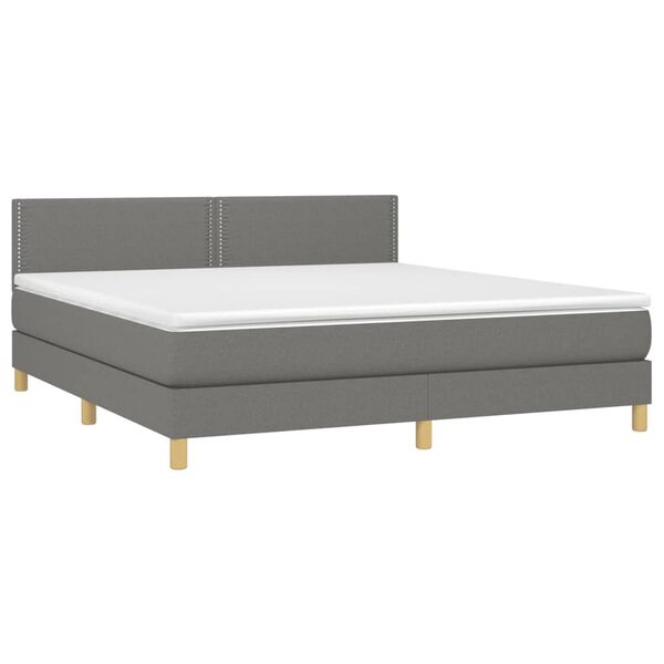 vidaXL Boxspringbett mit Matratze & LED Dunkelgrau 160x200 cm Stoff