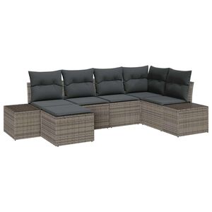 vidaXL Gartensofa-set mit Kissen 6 pcs Grau Poly-Rattan