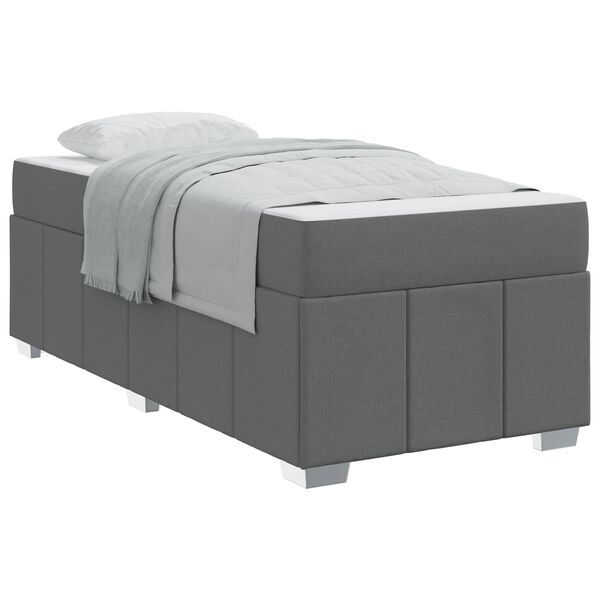 vidaXL Bettrahmen mit Matratze Dunkelgrau 90 x 200 cm Stoff