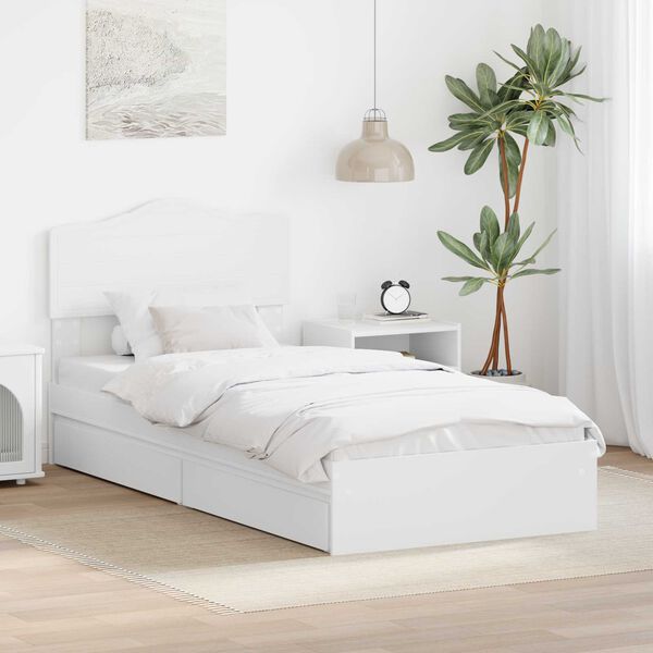 vidaXL Aufbewahrungsbett mit Kopfteil Wei&szlig; 90 x 190 cm Holzwerkstoff
