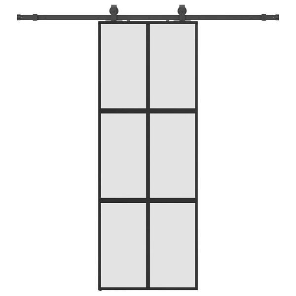 vidaXL Schiebet&uuml;r mit Beschlag Schwarz 76x205 cm Hartglas