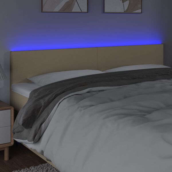 vidaXL LED Kopfteil Creme 180x5x78/88 cm Stoff