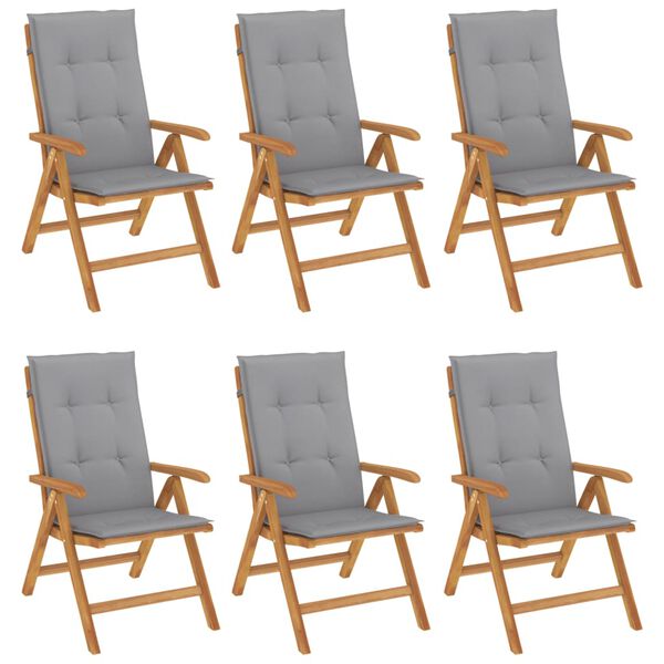 vidaXL Gartenst&uuml;hle mit Kissen 6 Stk. Massivholz Teak