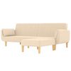 vidaXL Schlafsofa 2-Sitzer mit Hocker & Zwei Kissen Creme Stoff